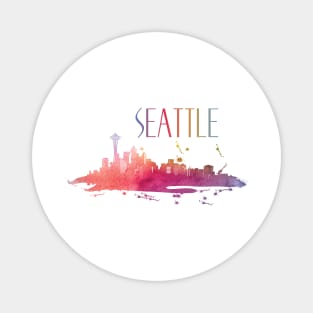 Seattle Watercolor Skyline Magnet